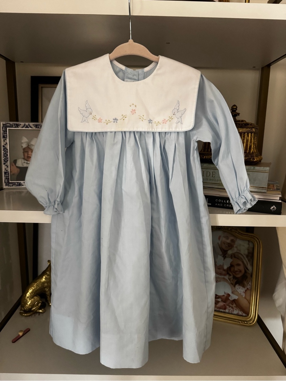Long sleeve bib collar hand embroidered Auraluz Girl dress 2T birds